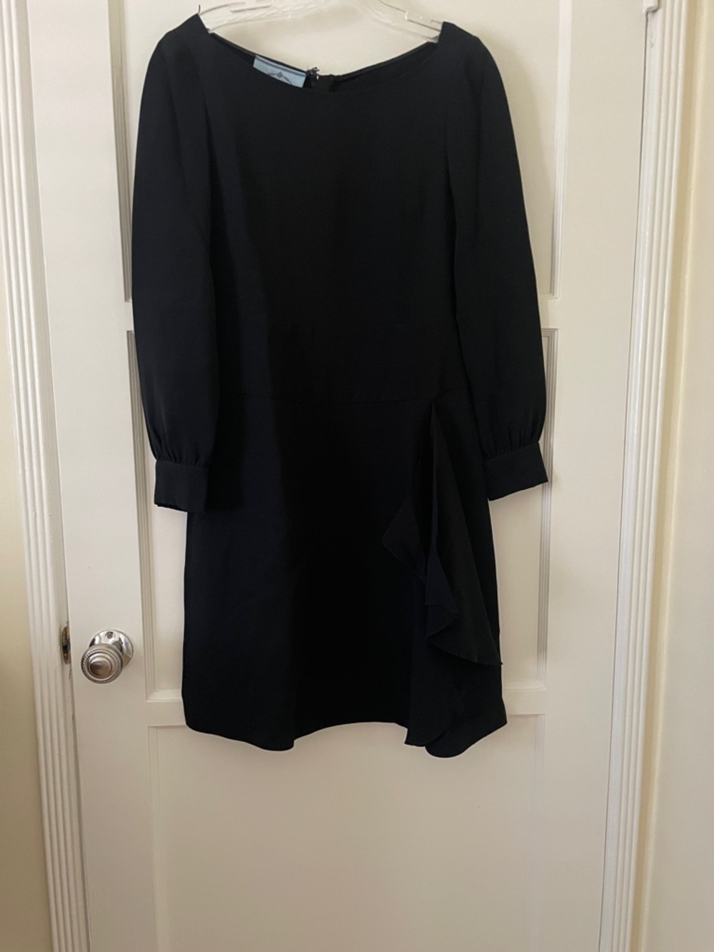 Prada Black Long-Sleeve Draped Back Dress - Picture 5 of 16
